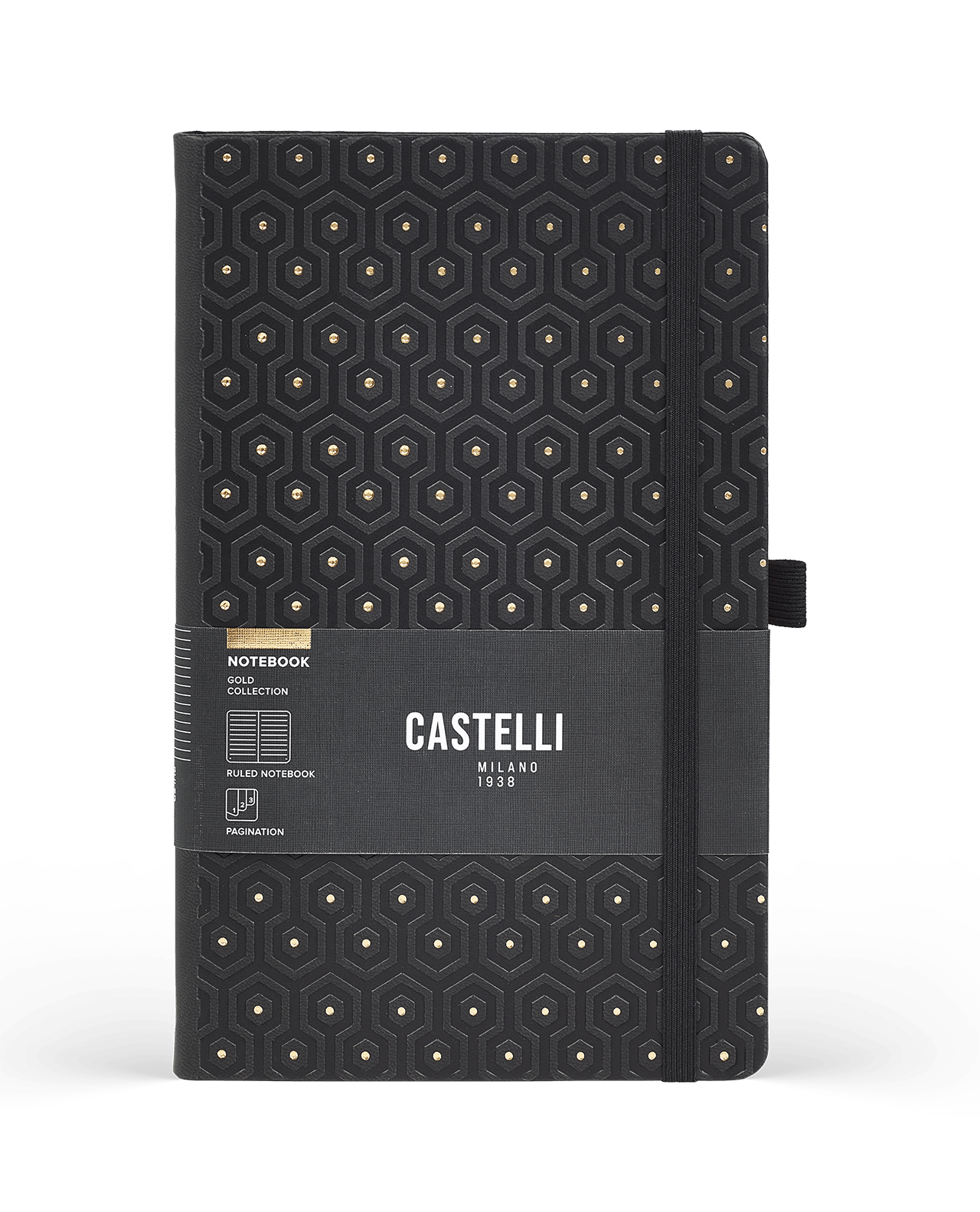 Carnet CASTELLI MILANO Gold - 19 x 25 cm - Hardcover - Ligné - Honeycomb - 8056149955611