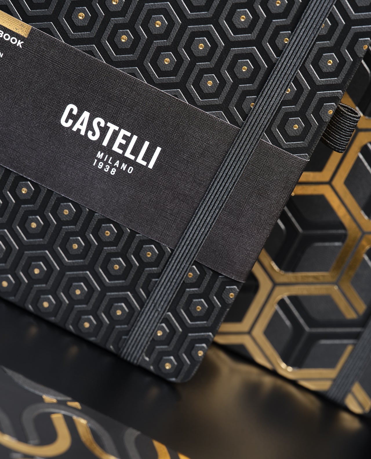 Carnet CASTELLI MILANO Gold - 19 x 25 cm - Hardcover - Ligné - Honeycomb - 8056149955611