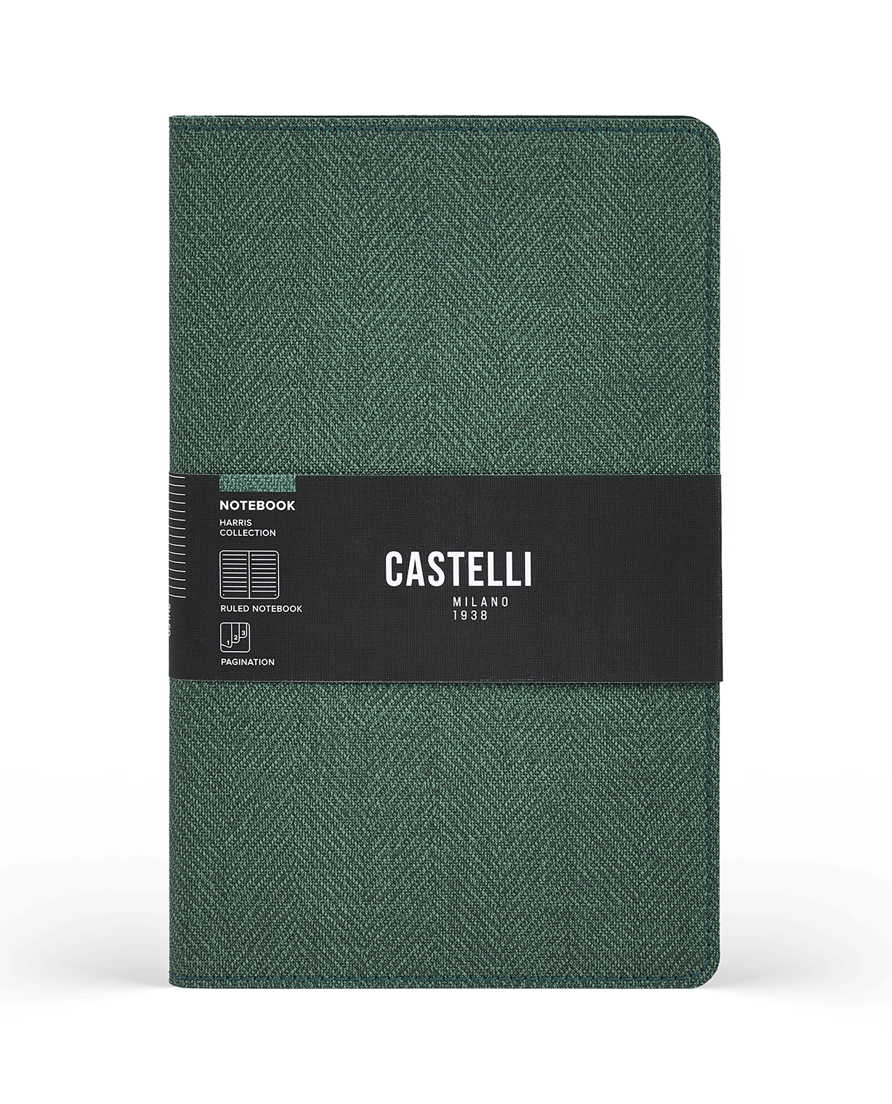 Carnet CASTELLI MILANO Harris - 9 x 14 cm - Softcover - Ligné - Forest Green - 8056149955697