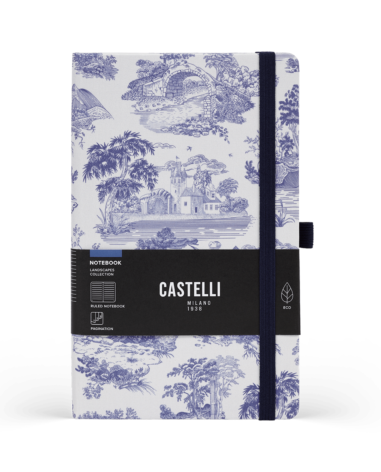 Carnet CASTELLI MILANO Landscapes - 13 x 21 cm - Hardcover - Ligné - Marine Blue - 8056149959862