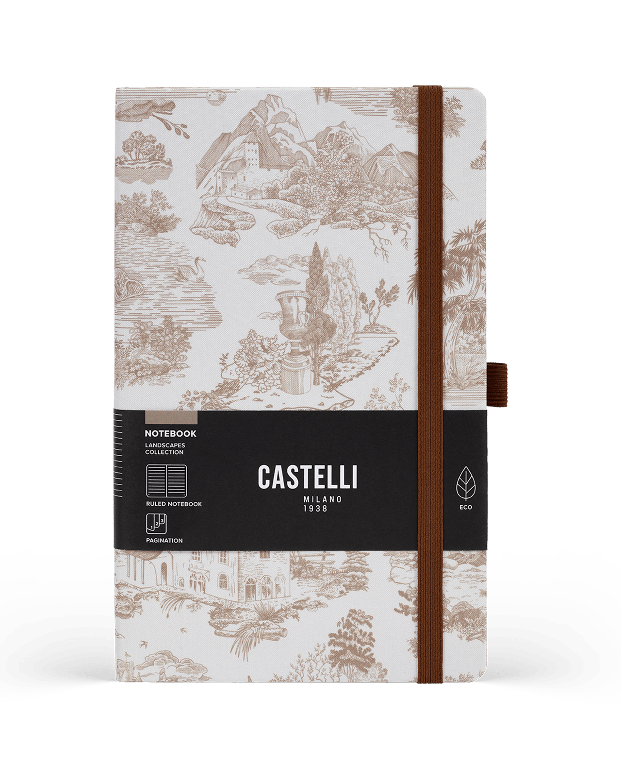 Carnet CASTELLI MILANO Landscapes - 13 x 21 cm - Hardcover - Ligné - Walnut - 8056149959893