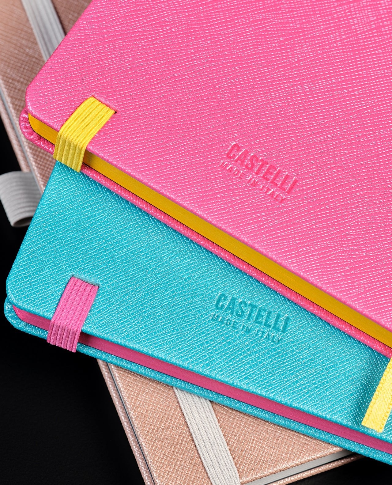 Carnet CASTELLI MILANO Shell - 13 x 21 cm - Hardcover - Ligné - Fuchsia - 8056149956458