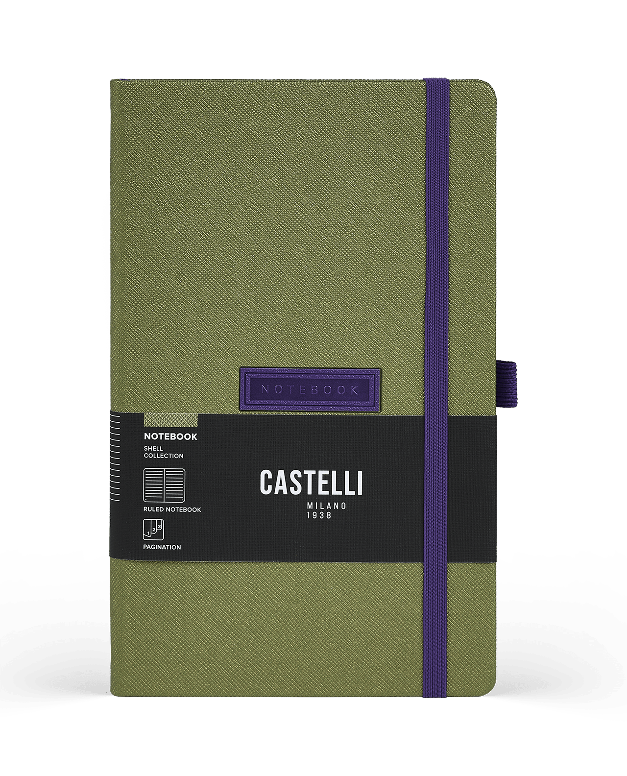 Carnet CASTELLI MILANO Shell - 13 x 21 cm - Hardcover - Ligné - Lime - 8056149956441