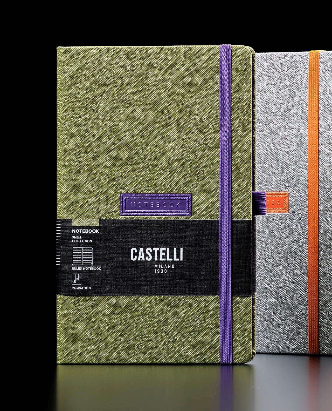 Carnet CASTELLI MILANO Shell - 13 x 21 cm - Hardcover - Ligné - Lime - 8056149956441