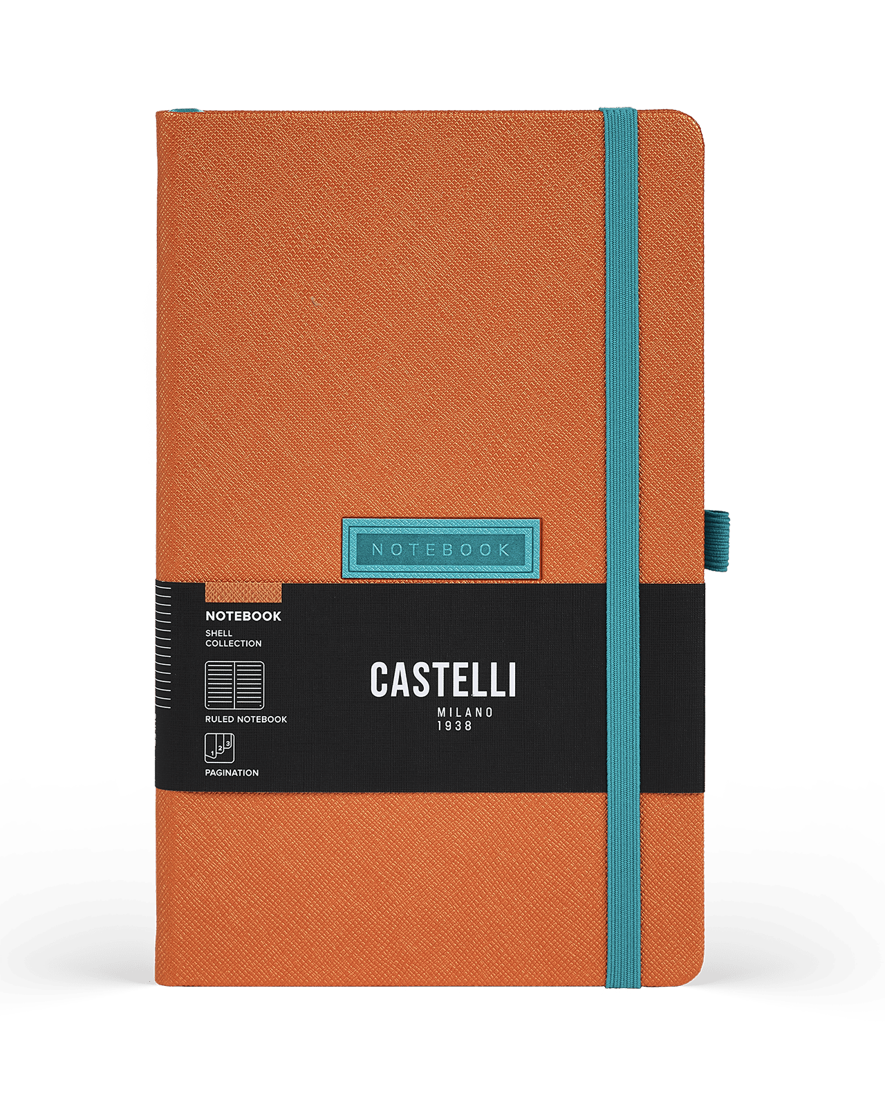 Carnet CASTELLI MILANO Shell - 13 x 21 cm - Hardcover - Ligné - Tangerine - 8056149956465