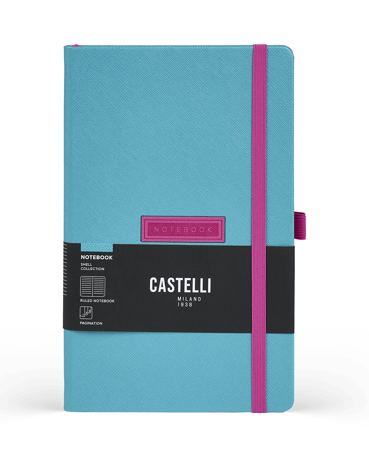 Carnet CASTELLI MILANO Shell - 13 x 21 cm - Hardcover - Ligné - Turquoise - 8056149956434