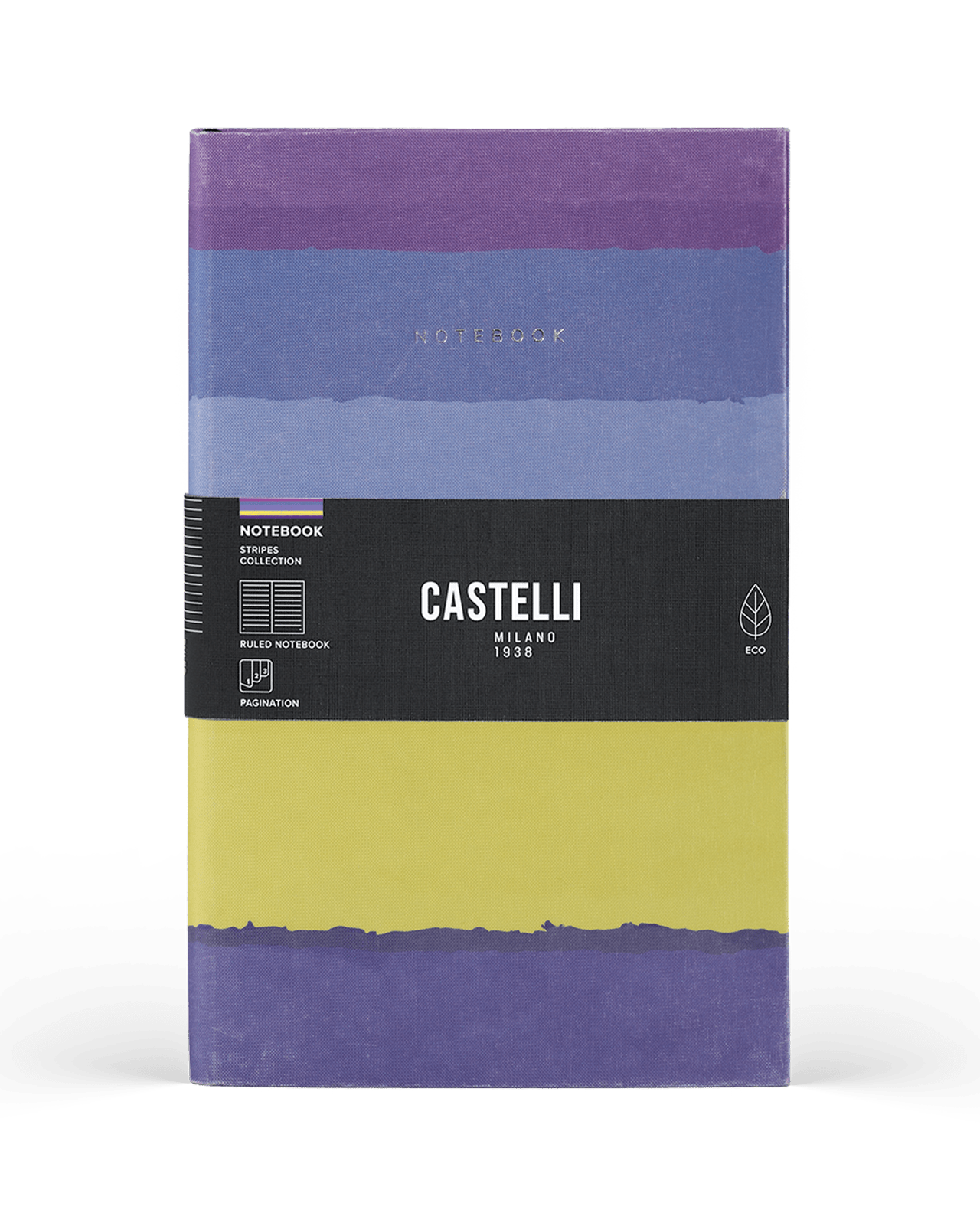 Carnet CASTELLI MILANO Stripes - 19 x 25 cm - Hardcover - Ligné - Blueberry - 8056149954614
