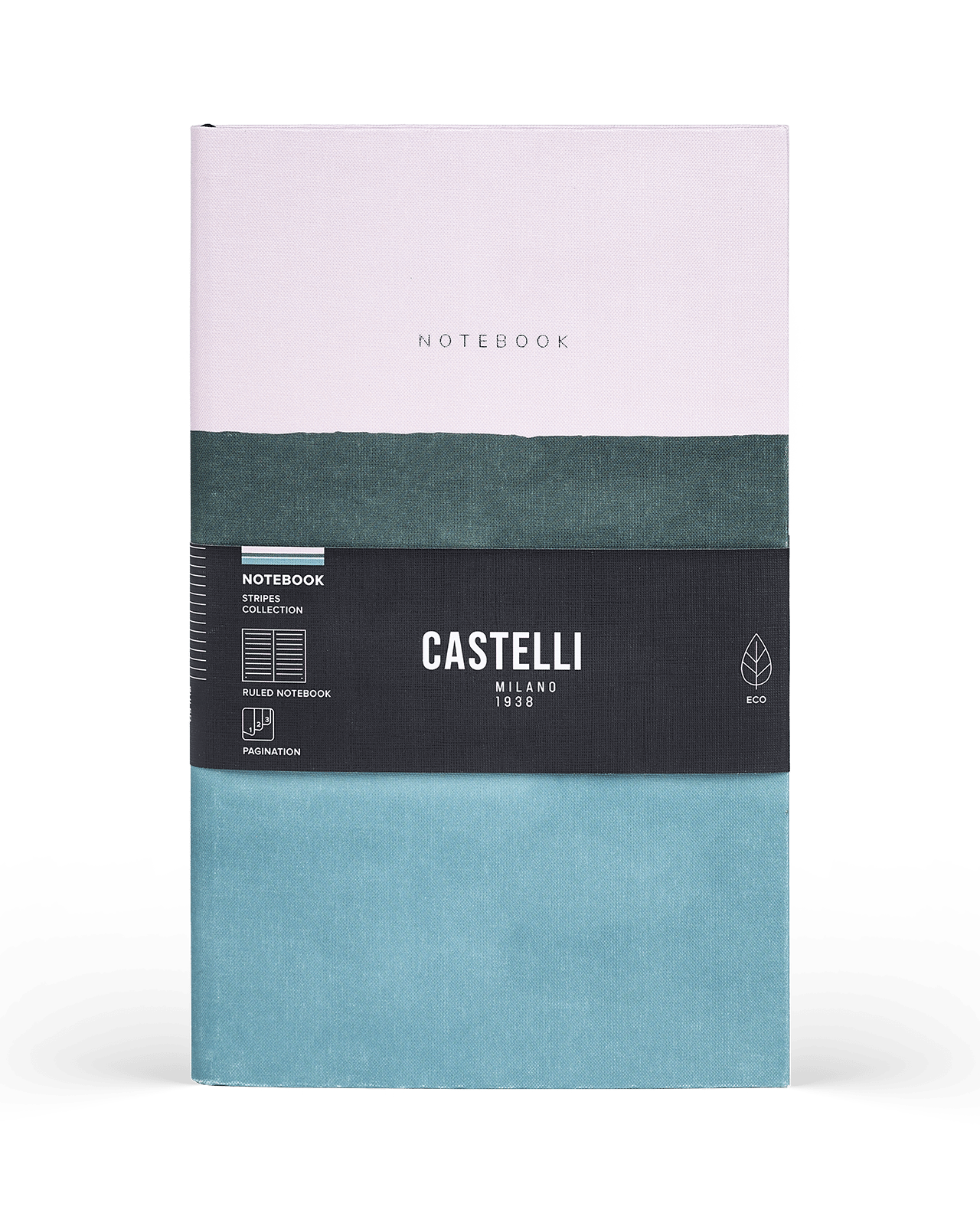 Carnet CASTELLI MILANO Stripes - 19 x 25 cm - Hardcover - Ligné - Dusty Pink - 8056149954584