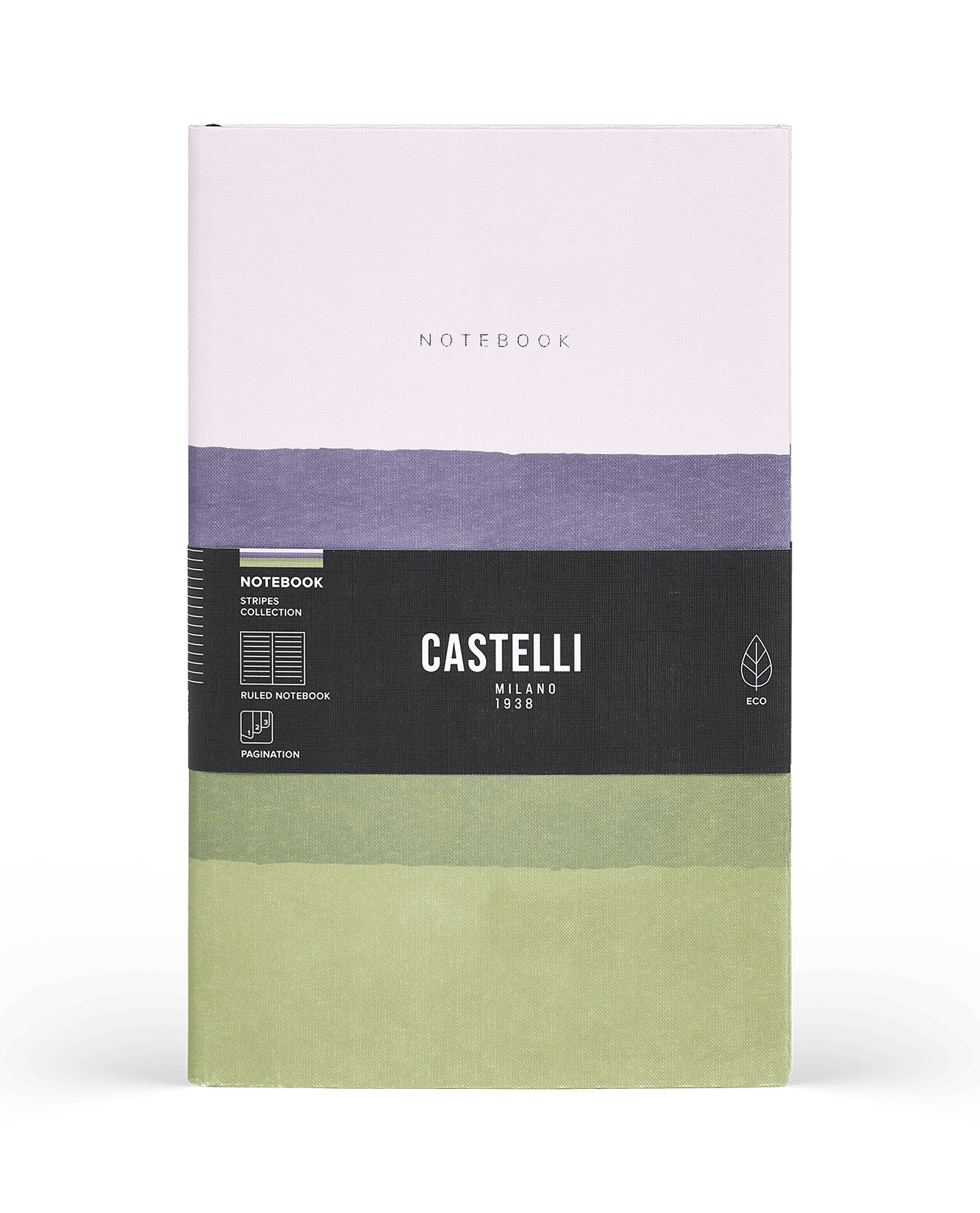 Carnet CASTELLI MILANO Stripes - 19 x 25 cm - Hardcover - Ligné - Mauve - 8056149954638