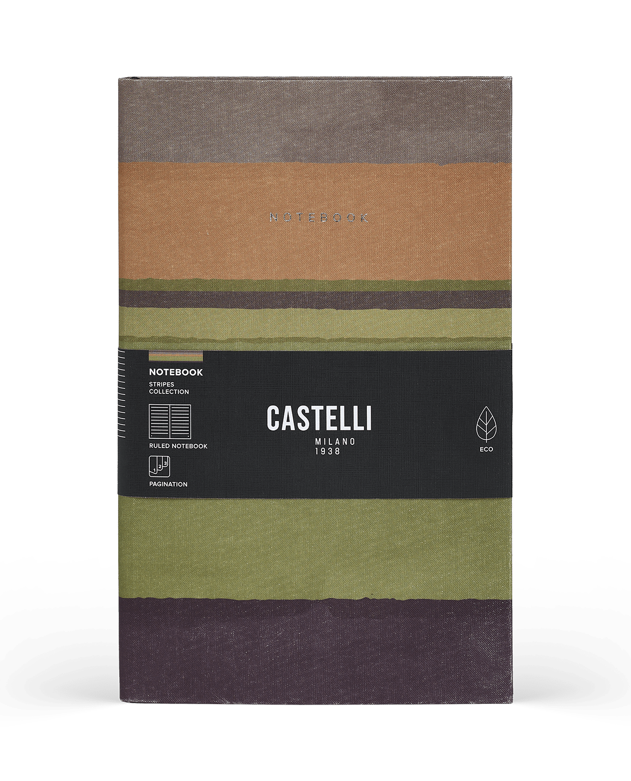 Carnet CASTELLI MILANO Stripes - 19 x 25 cm - Hardcover - Ligné - Mustard - 8056149954645