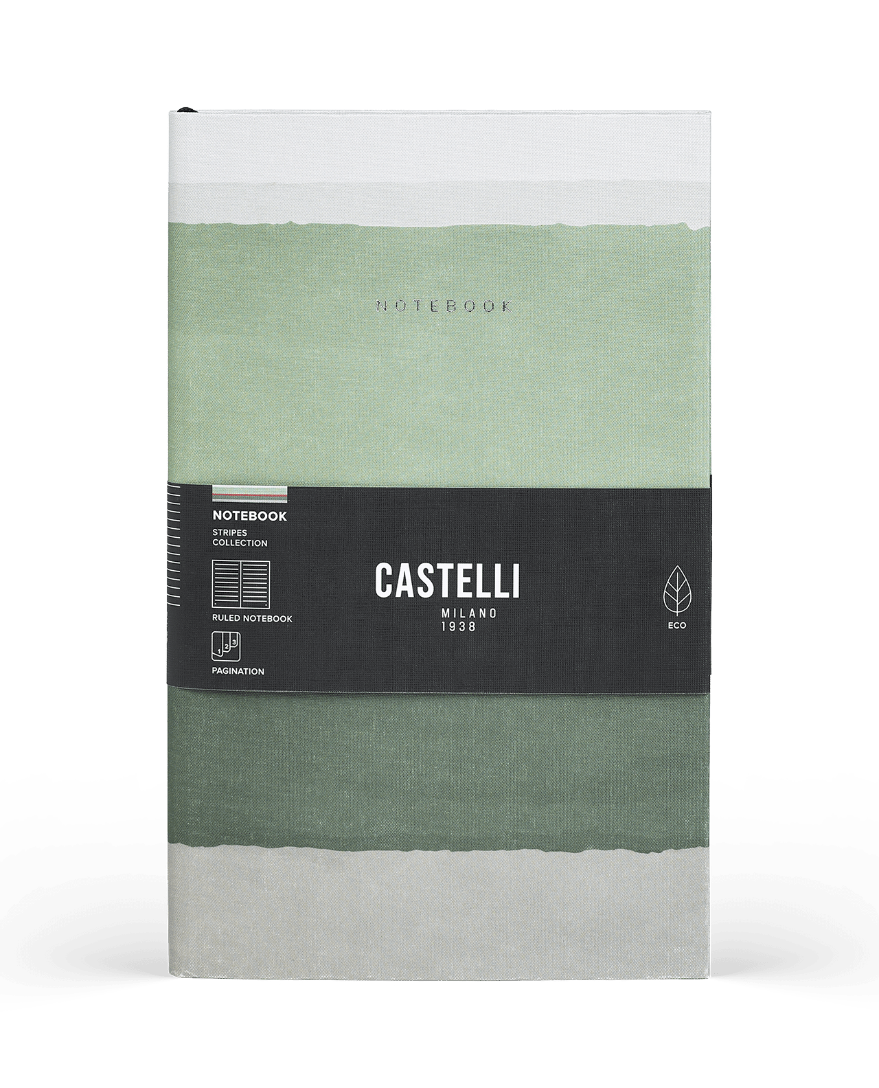Carnet CASTELLI MILANO Stripes - 19 x 25 cm - Hardcover - Ligné - Sage - 8056149954577