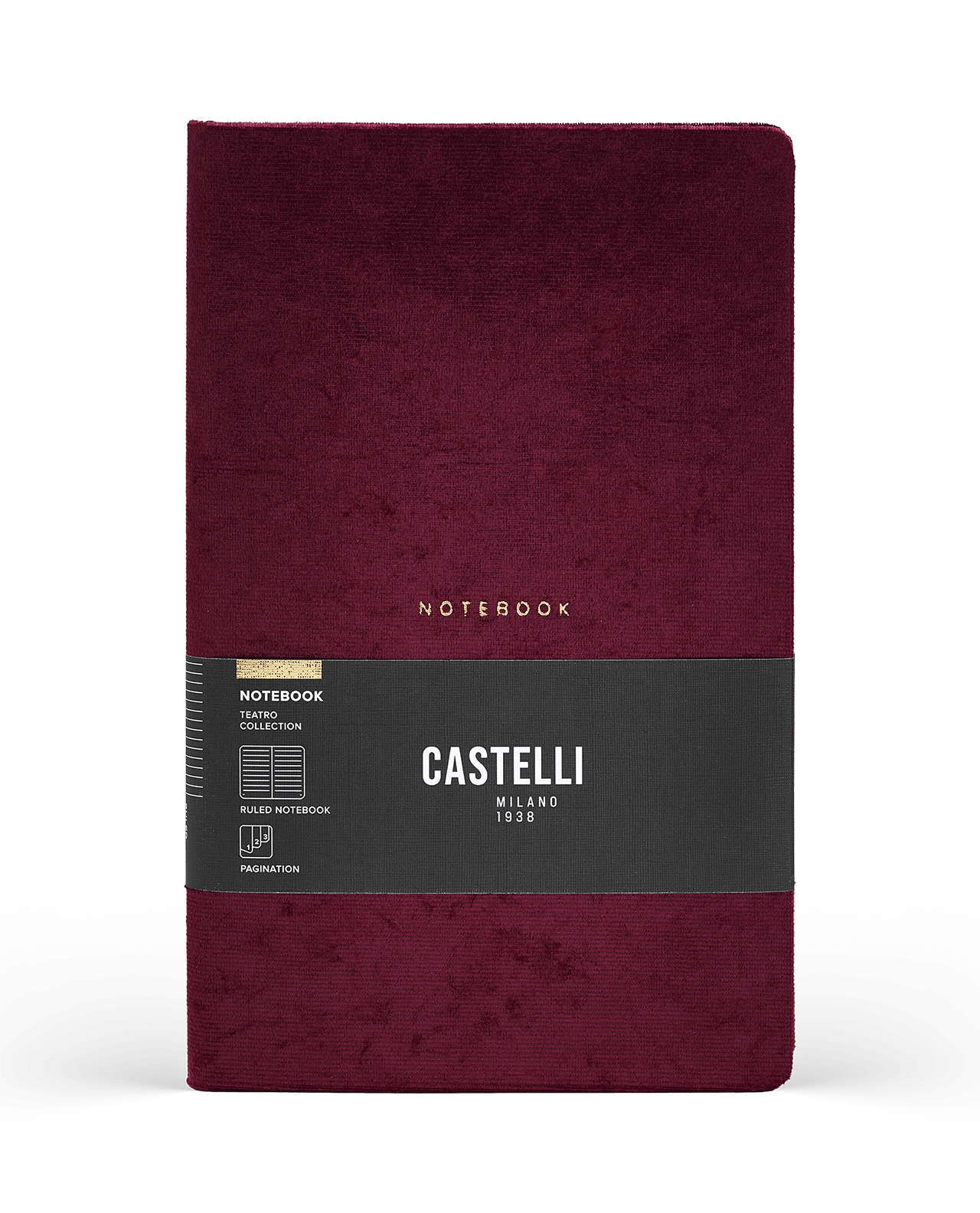 Carnet CASTELLI MILANO Teatro - 13 x 21 cm - Hardcover - Ligné - Burgundy - 8056149956151