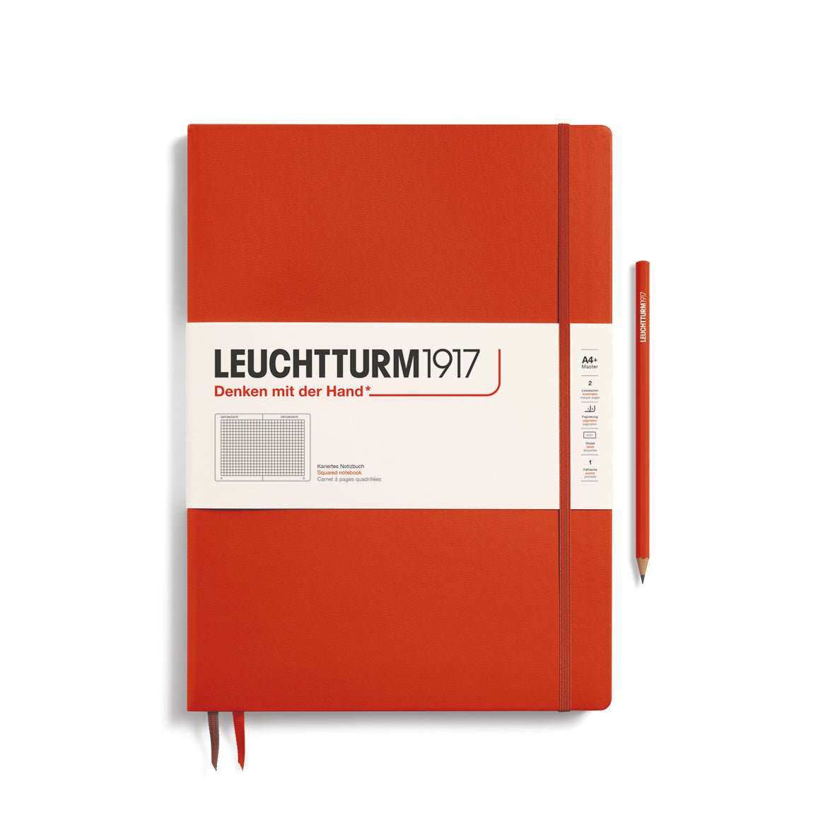 Carnet LEUCHTTURM1917 Classic - A4+ Slim - Hardcover - Quadrillé - Fox Red -