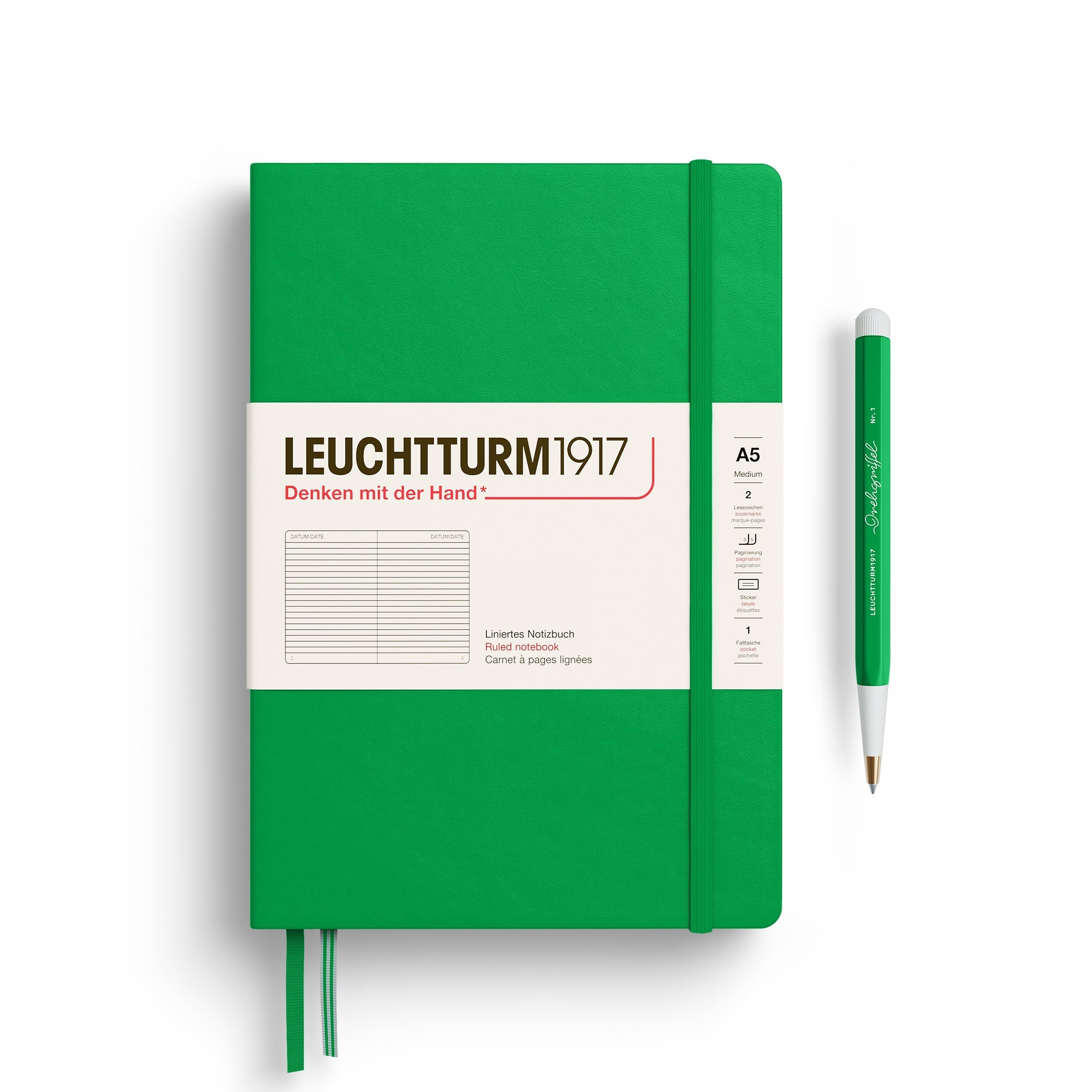 Carnet LEUCHTTURM1917 Classic - A5 - Hardcover - Ligné - Spring Leaf - 4004117661334