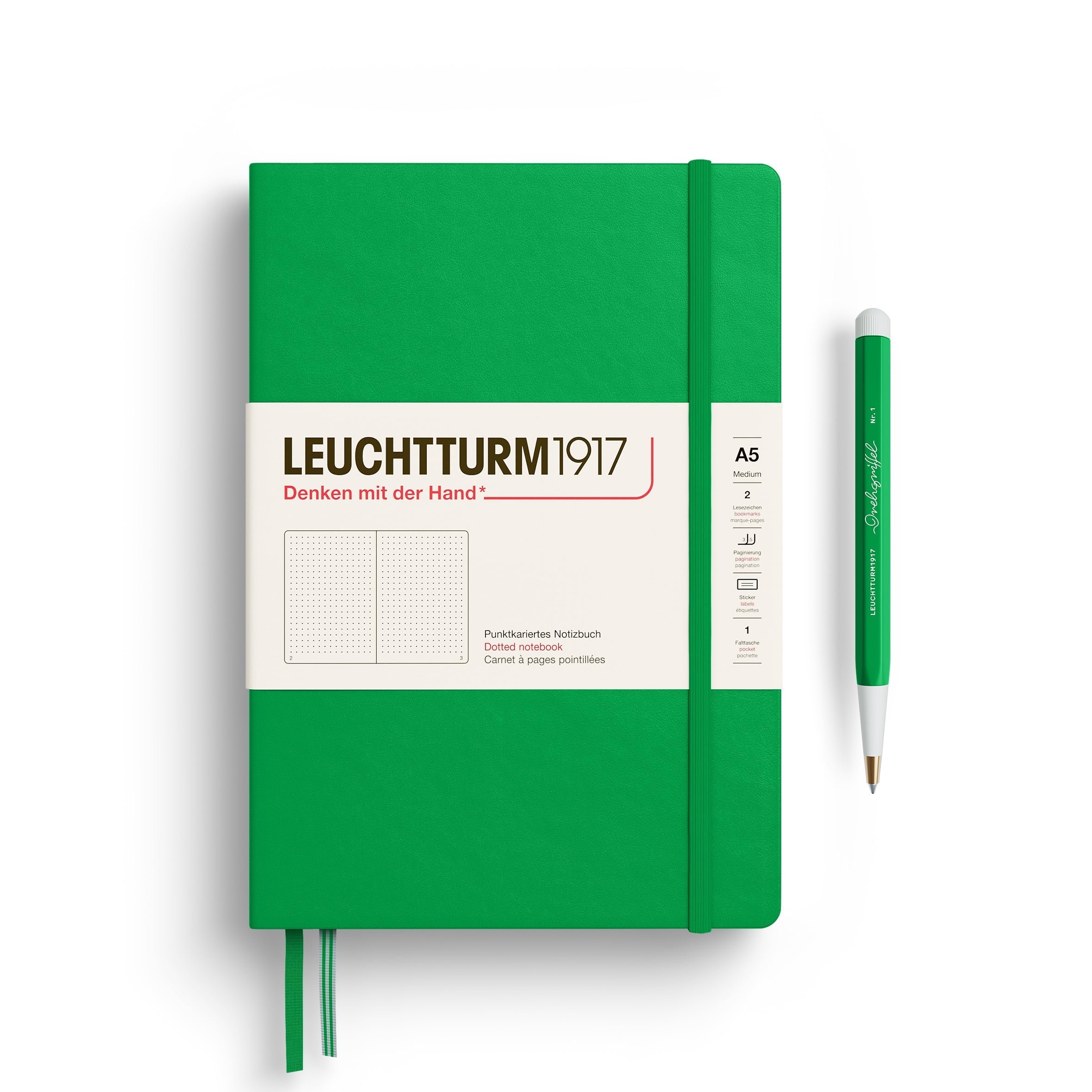 Carnet LEUCHTTURM1917 Classic - A5 - Hardcover - Pointillé - Spring Leaf - 4004117661327