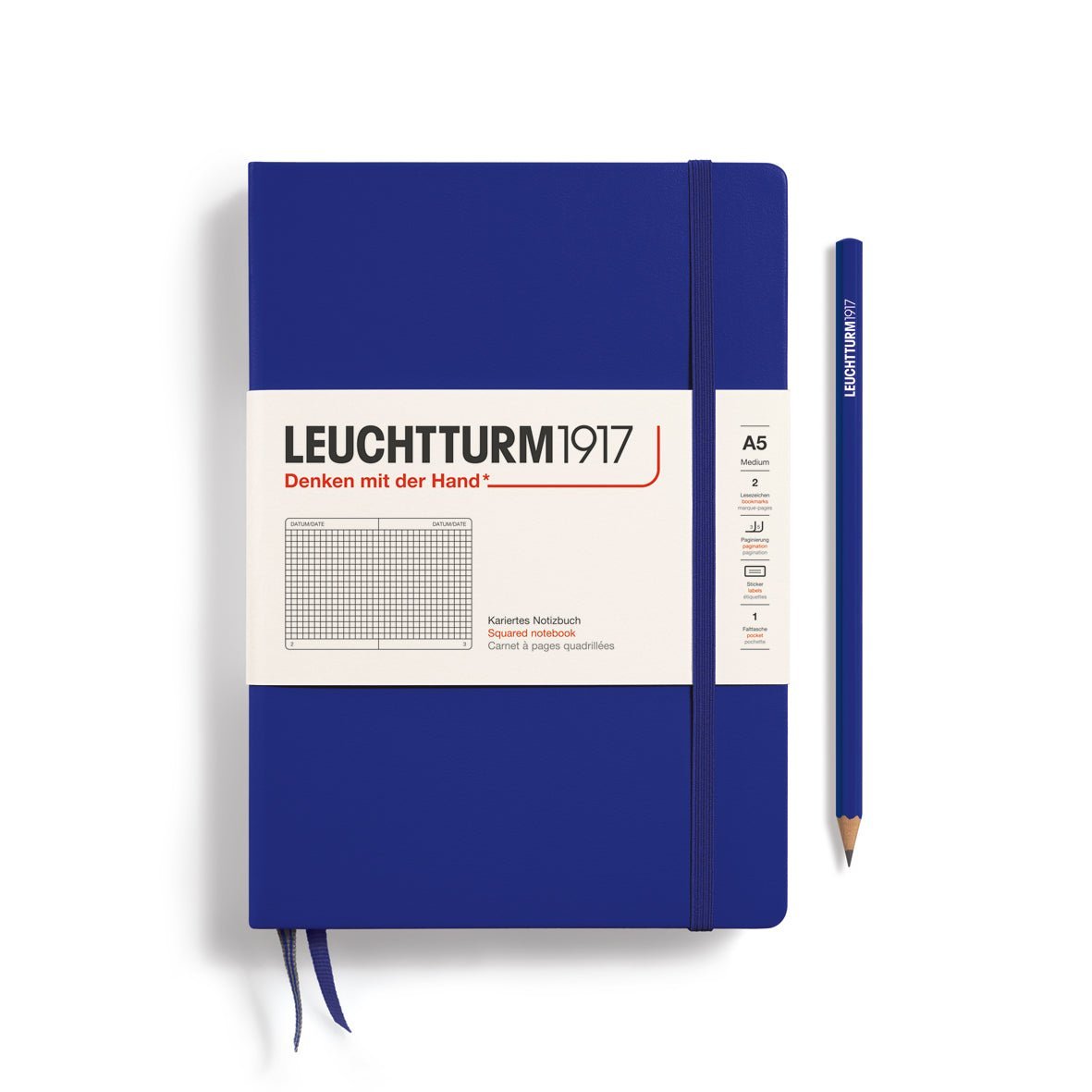 Carnet LEUCHTTURM1917 Classic - A5 - Hardcover - Quadrillé - Ink - 4004117643972