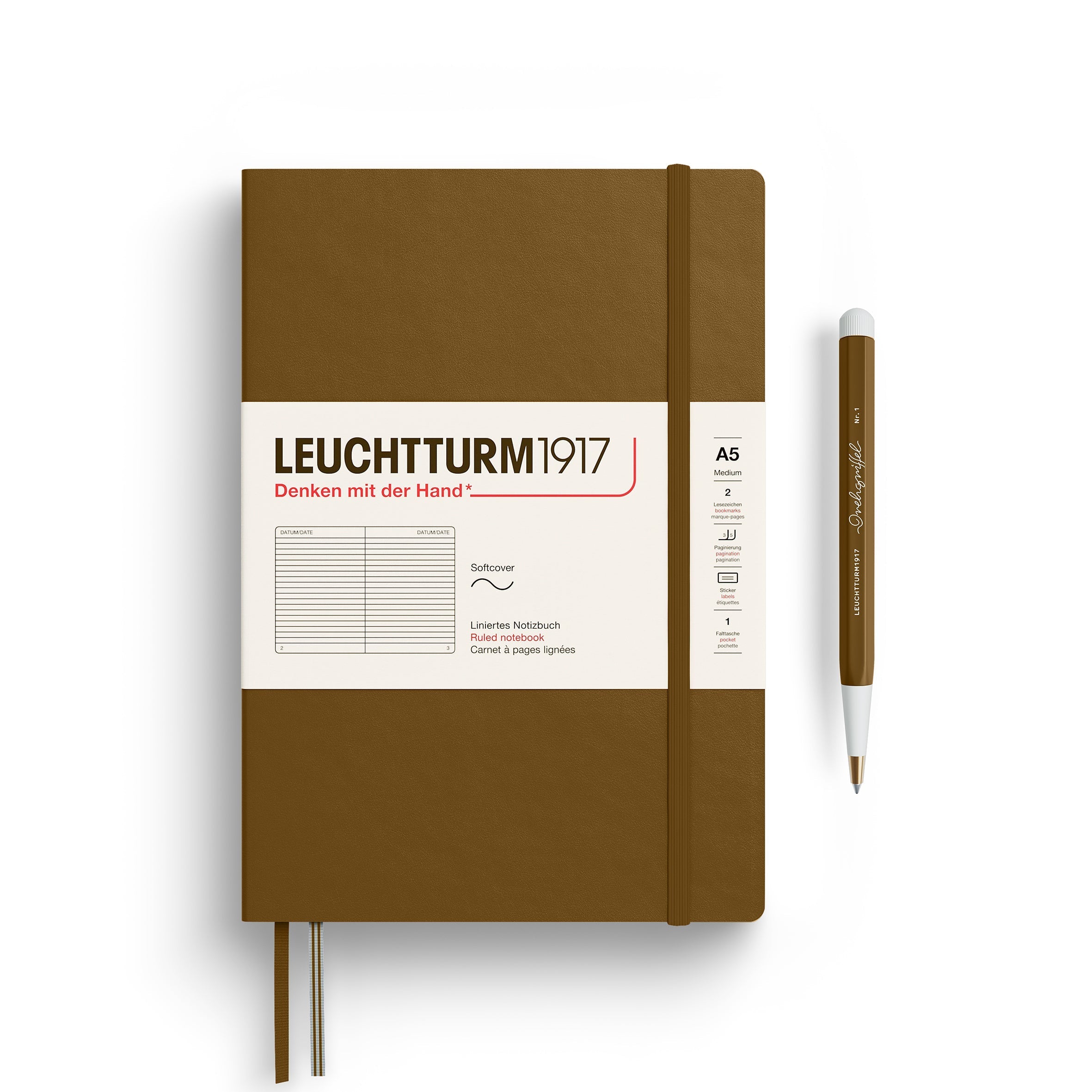 Carnet LEUCHTTURM1917 Classic - A5 - Softcover - Ligné - Spice Brown - 4004117661501