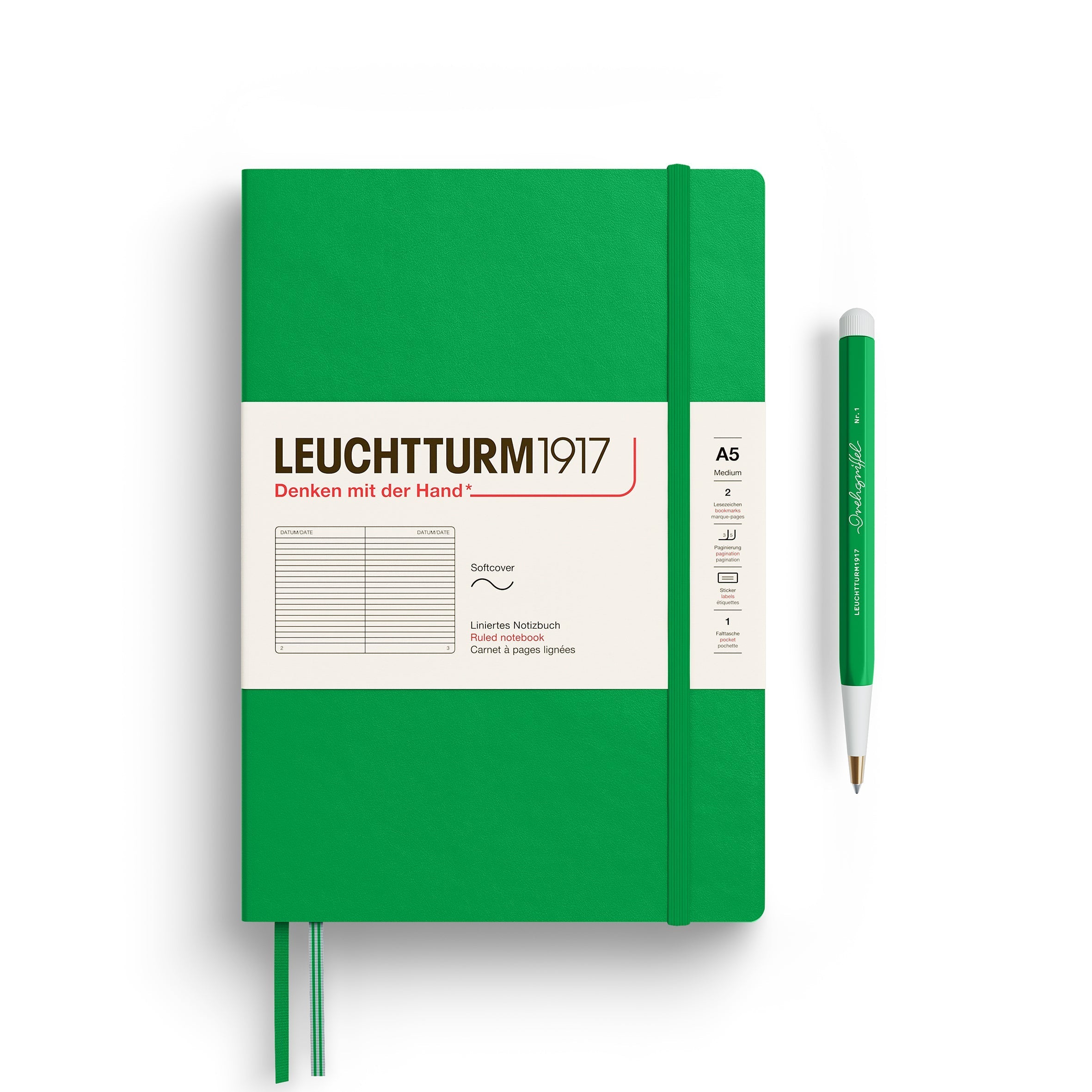 Carnet LEUCHTTURM1917 Classic - A5 - Softcover - Ligné - Spring Leaf - 4004117661471