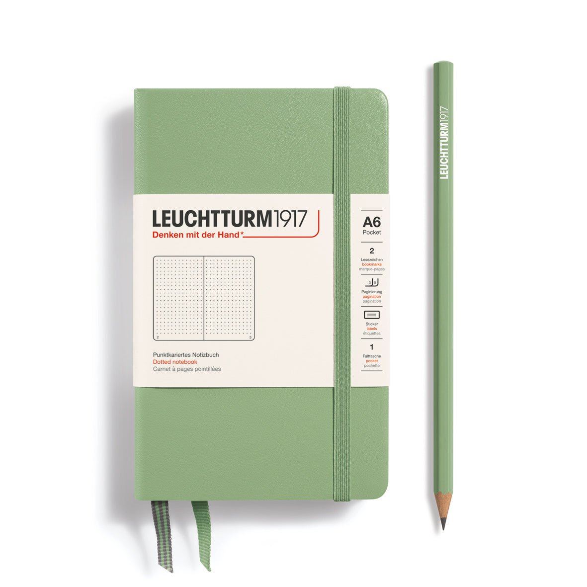 Carnet LEUCHTTURM1917 Classic - A6 - Hardcover - Pointillé - Sage - 4004117593468