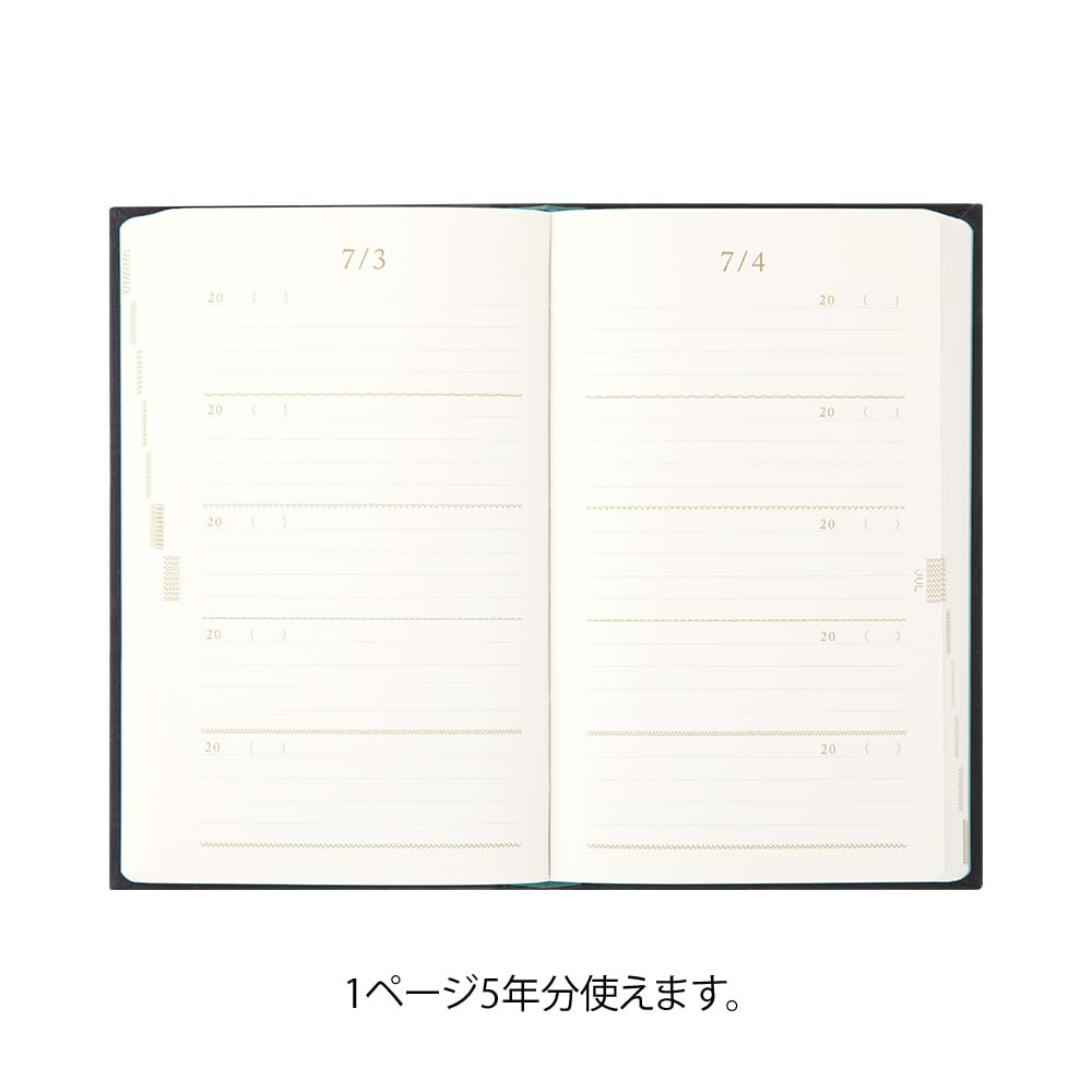 Carnet MIDORI 5 Years Diary Journal Embroidery Flower - A5 - Noir - 4902805127073