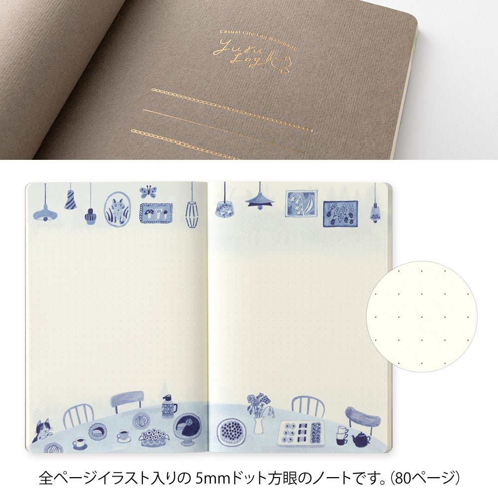 Carnet MIDORI Notebook Yuru Log - B6 - Pointillé - Bleu Nordique -