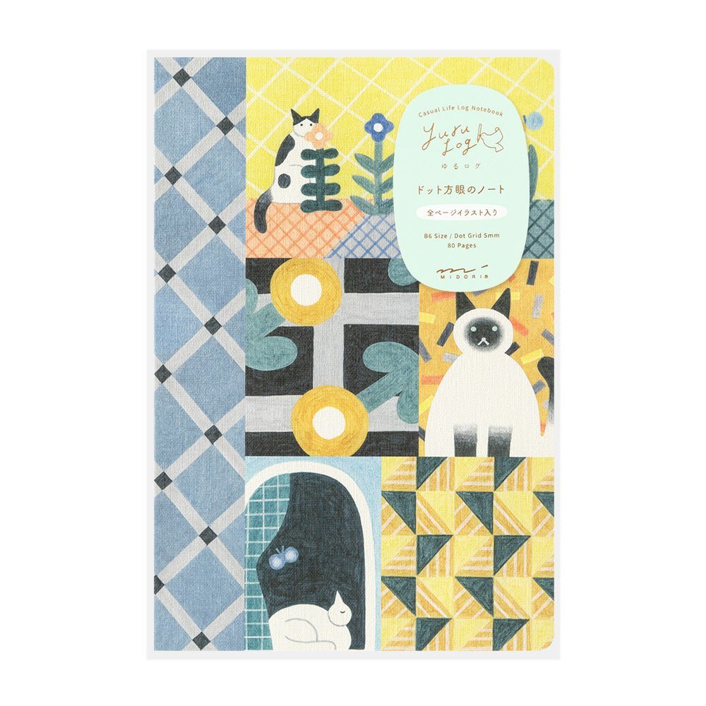 Carnet MIDORI Notebook Yuru Log - B6 - Pointillé - Chat - 4902805153539