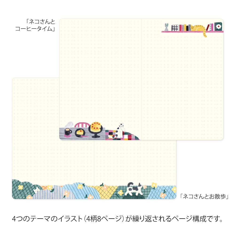 Carnet MIDORI Notebook Yuru Log - B6 - Pointillé - Chat - 4902805153539