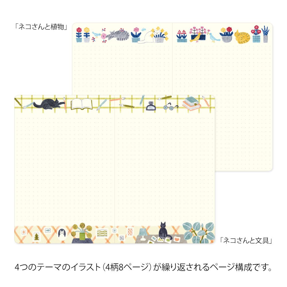 Carnet MIDORI Notebook Yuru Log - B6 - Pointillé - Chat - 4902805153539