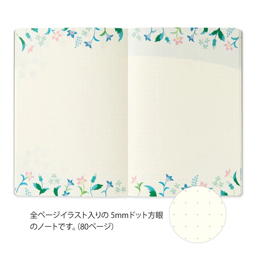 Carnet MIDORI Notebook Yuru Log - B6 - Pointillé - Fleurs -