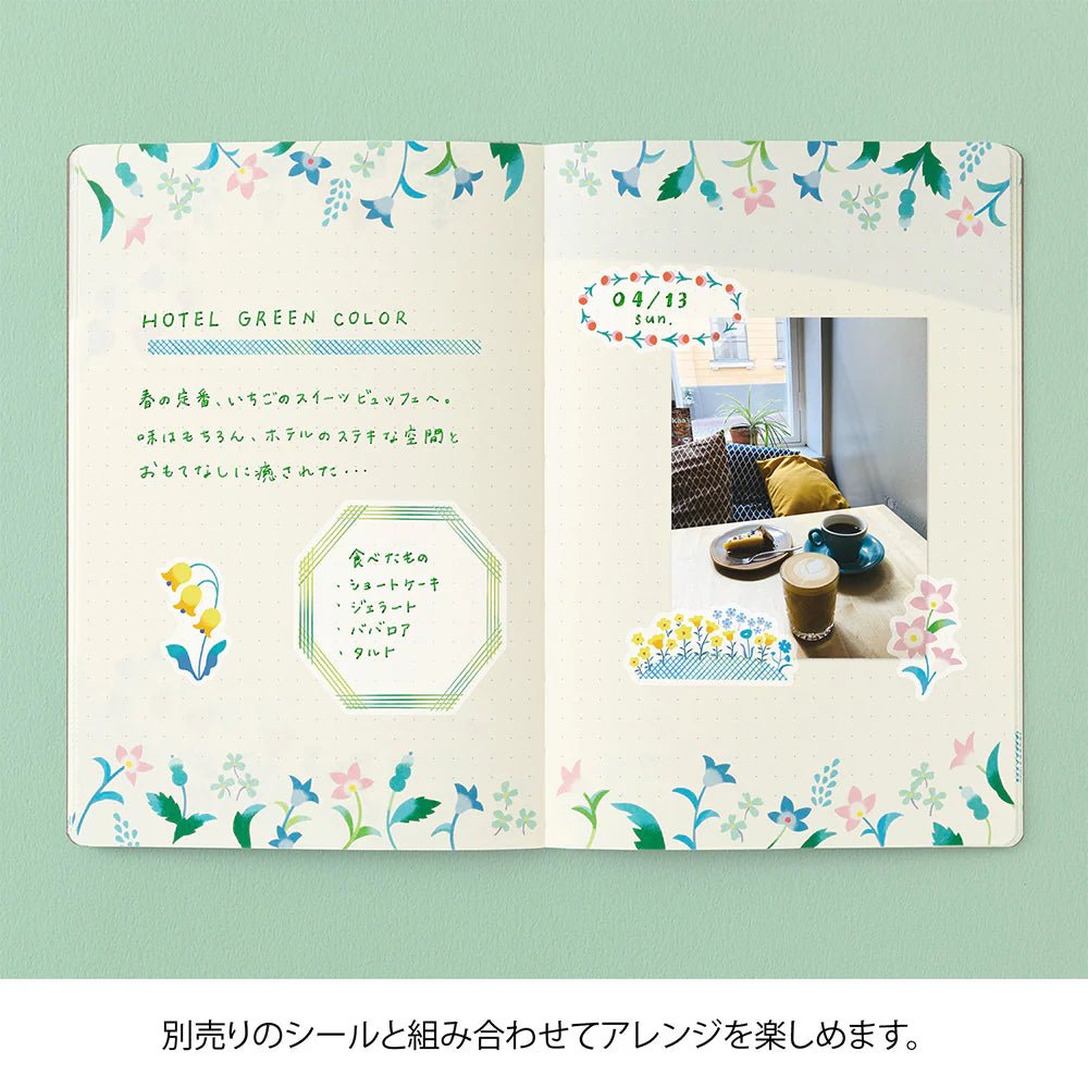 Carnet MIDORI Notebook Yuru Log - B6 - Pointillé - Fleurs -