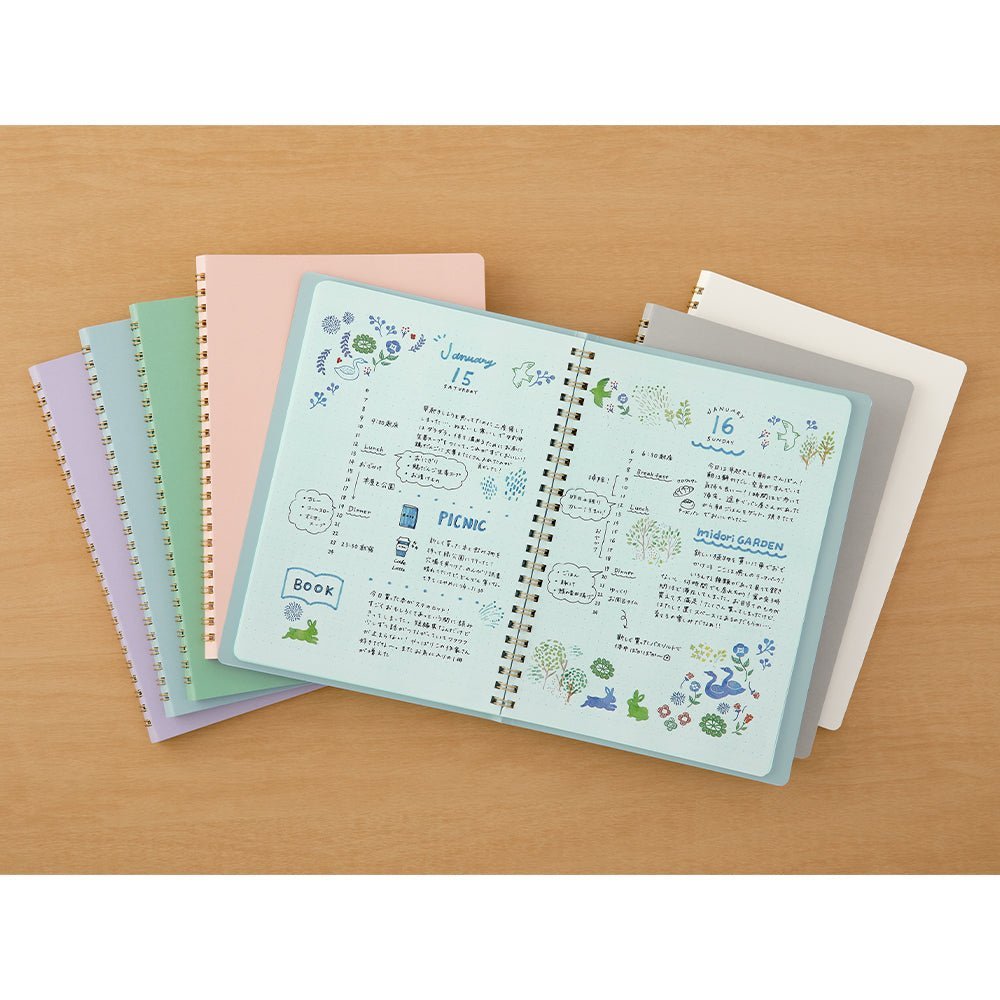 Carnet MIDORI Ring Notebook Soft Color - A5 - Pointillé - Vert - 4902805153331