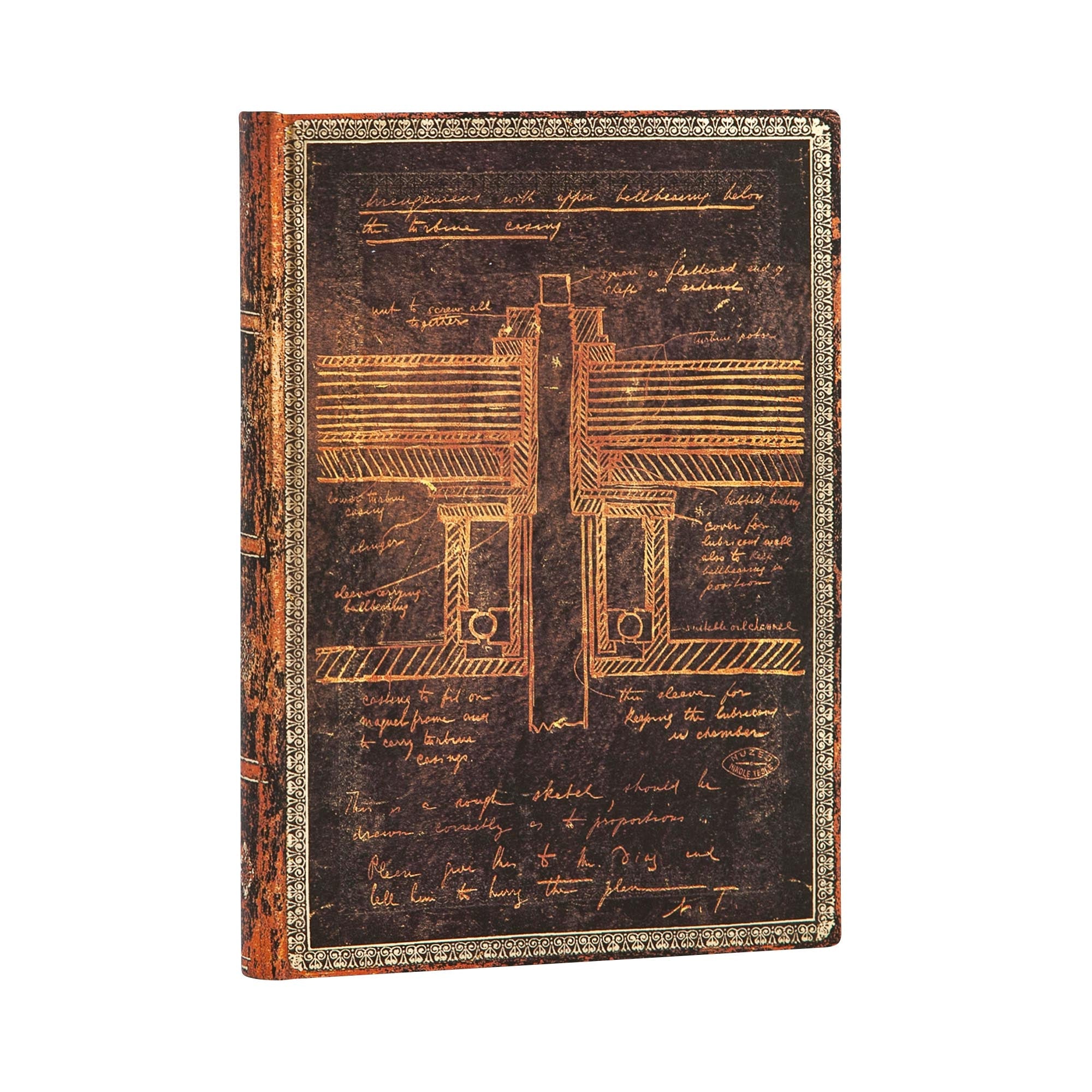 Carnet PAPERBLANKS Tesla, Croquis d'une Turbine - Midi - Softcover - Ligné - 176p - 9781439764343