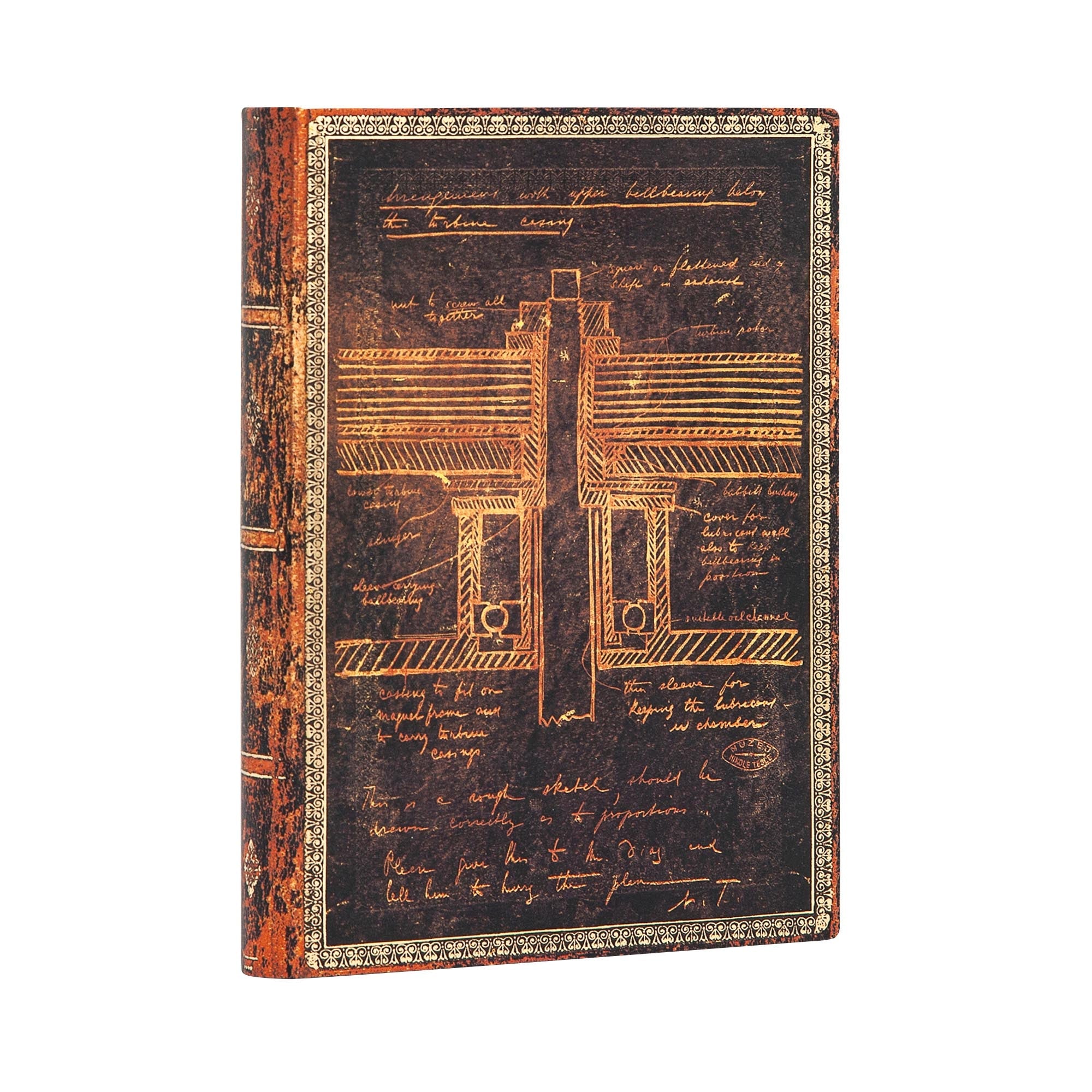 Carnet PAPERBLANKS Tesla, Croquis d'une Turbine - Midi - Softcover - Ligné - 240p - 9781439764350
