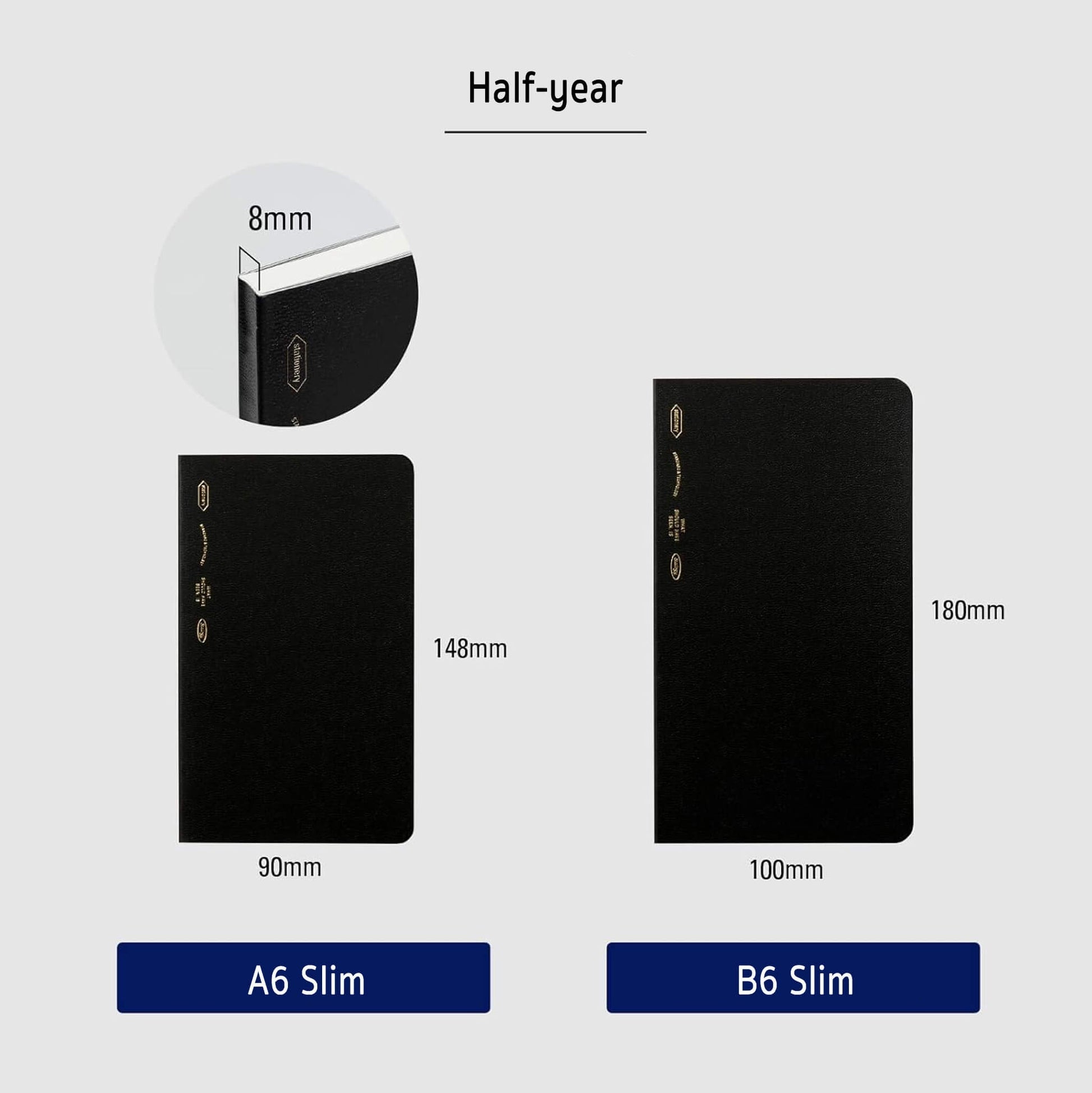 Carnet STÁLOGY 1/2 Year Notebook - B6 Slim - Softcover - Quadrillé - Black - 4904140081881