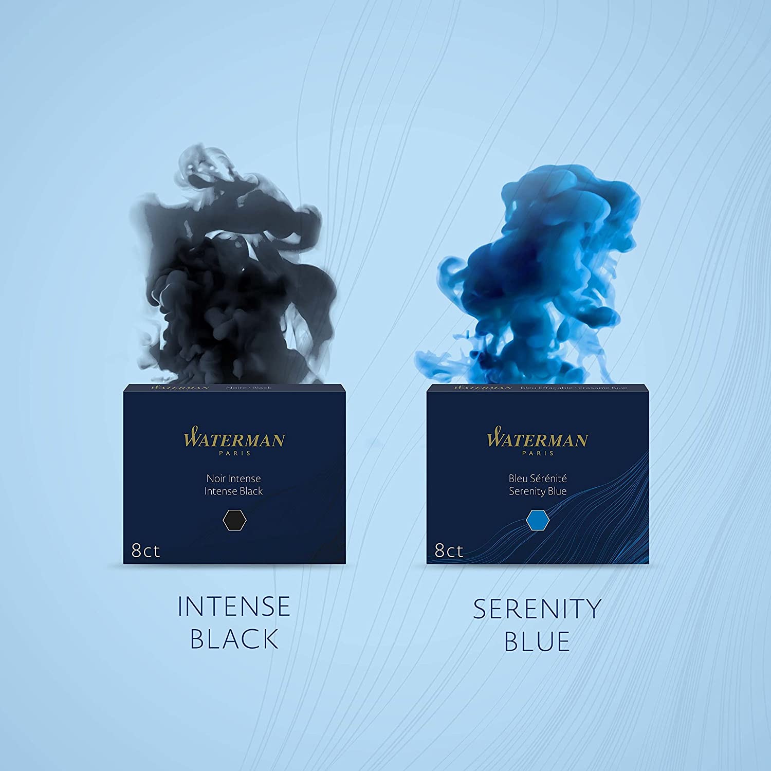 Cartouches d'encre WATERMAN, petit format - Noir Intense - 3034325201191