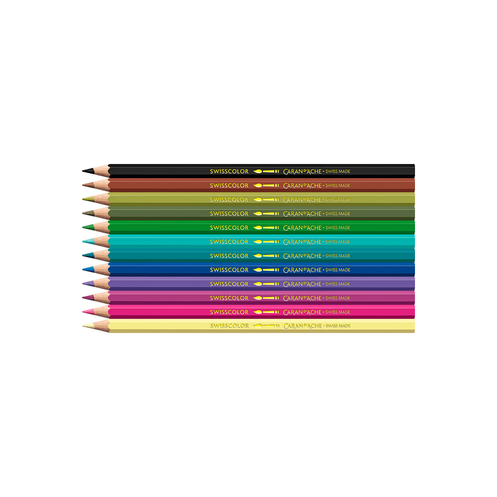 Crayons de couleur aquarellables SWISSCOLOR Aquarelle - Set 12 couleurs Kawaii Funny Monsters - CARAN D'ACHE - 7630002364782