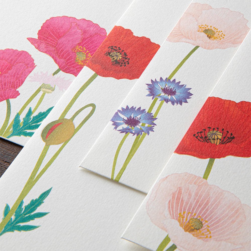 Enveloppes MIDORI washi - 188 x 90 mm - Coquelicots -