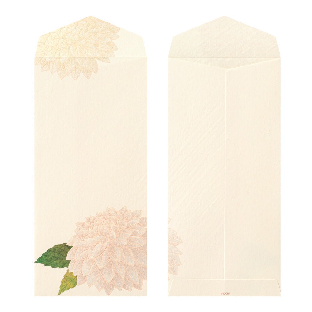 Enveloppes MIDORI washi - 188 x 90 mm - Dahlias - 4902805810388