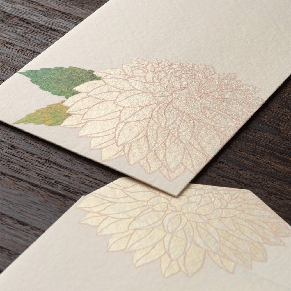 Enveloppes MIDORI washi - 188 x 90 mm - Dahlias - 4902805810388