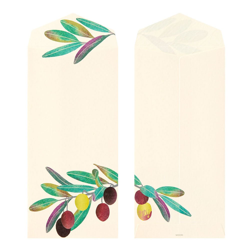 Enveloppes MIDORI washi - 188 x 90 mm - Feuille d'Olivier - 4902805871808