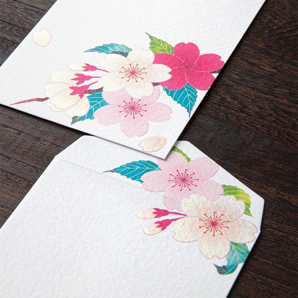 Enveloppes MIDORI washi - 188 x 90 mm - Fleurs de Cerisier -