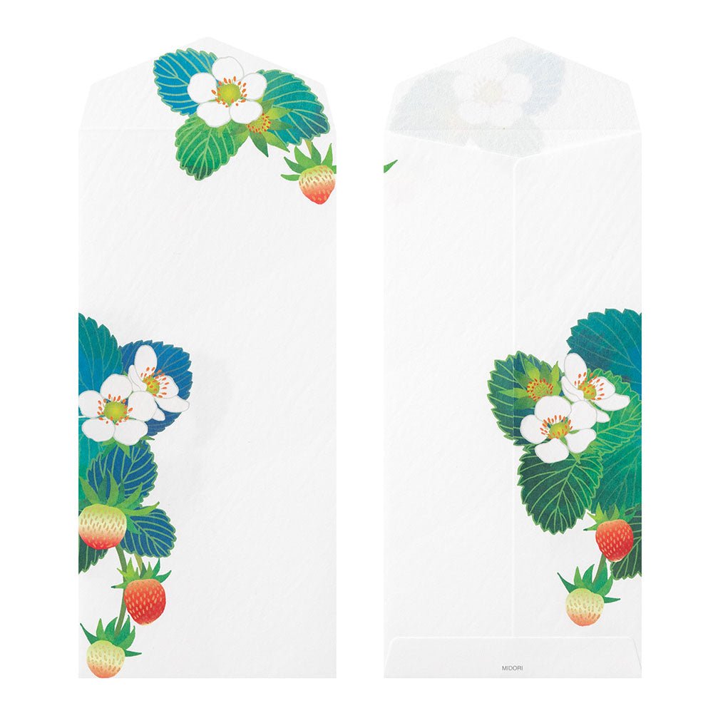 Enveloppes MIDORI washi - 188 x 90 mm - Fraisier -
