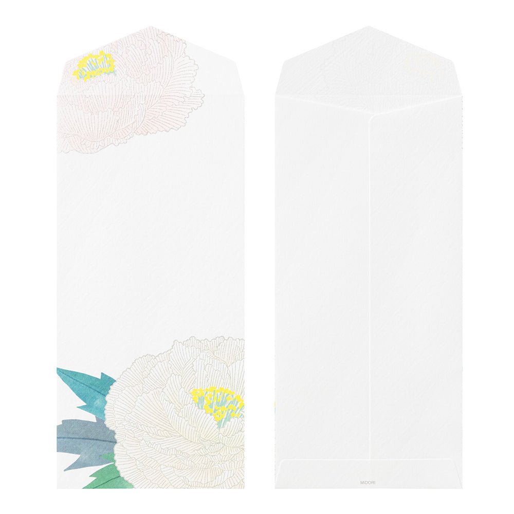 Enveloppes MIDORI washi - 188 x 90 mm - Pivoines d'Hiver - 4902805810074