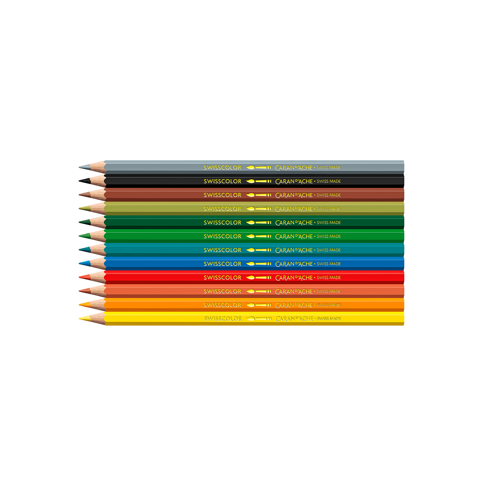 Crayons de couleur aquarellables SWISSCOLOR Aquarelle - Set 12 couleurs Kawaii Swiss Mountains - CARAN D'ACHE