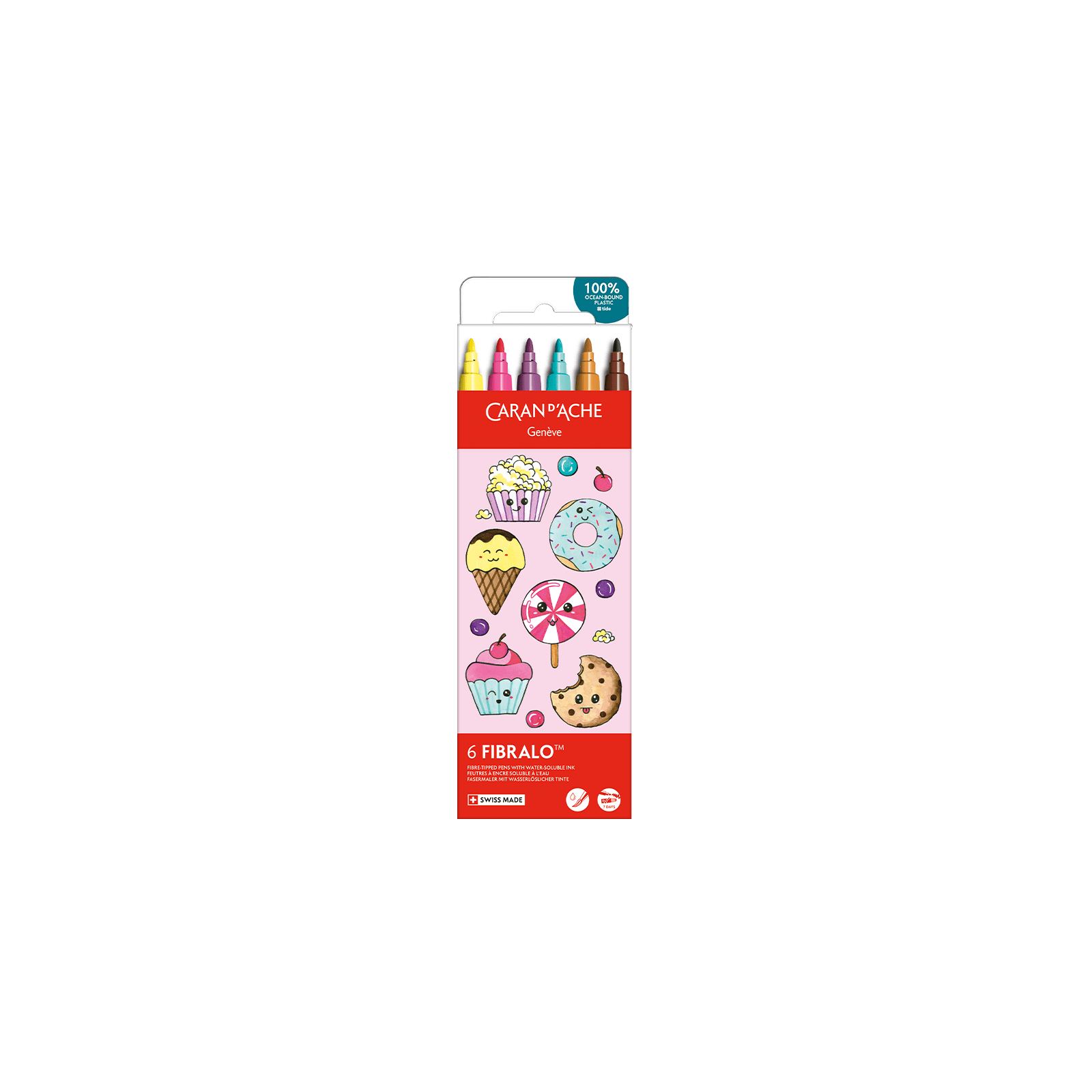 Feutres aquarellables FIBRALO - Set 6 couleurs Kawaii Candy World - CARAN D'ACHE