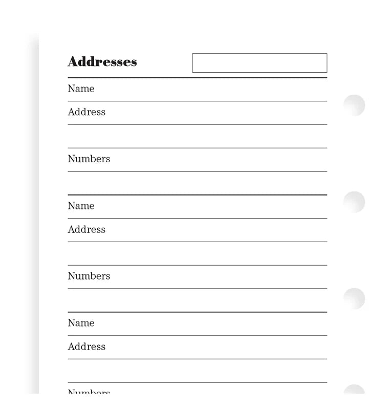 Feuilles de contacts FILOFAX - Blanc - Mini - Mini - 5015142103668