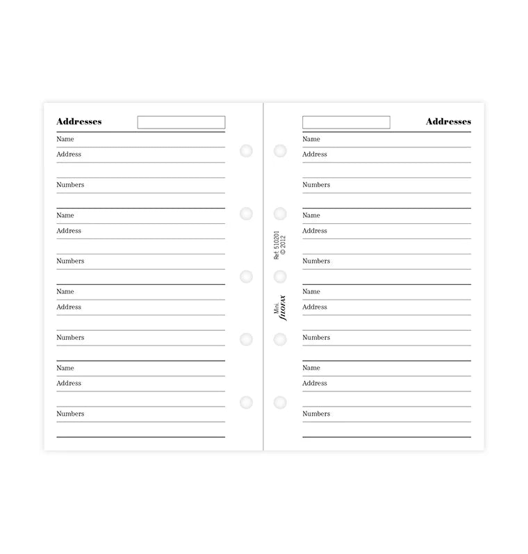 Feuilles de contacts FILOFAX - Blanc - Mini - Mini - 5015142103668