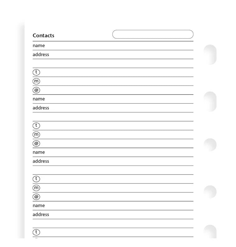 Feuilles de contacts FILOFAX - Blanc - Pocket - Pocket - 5015142600099