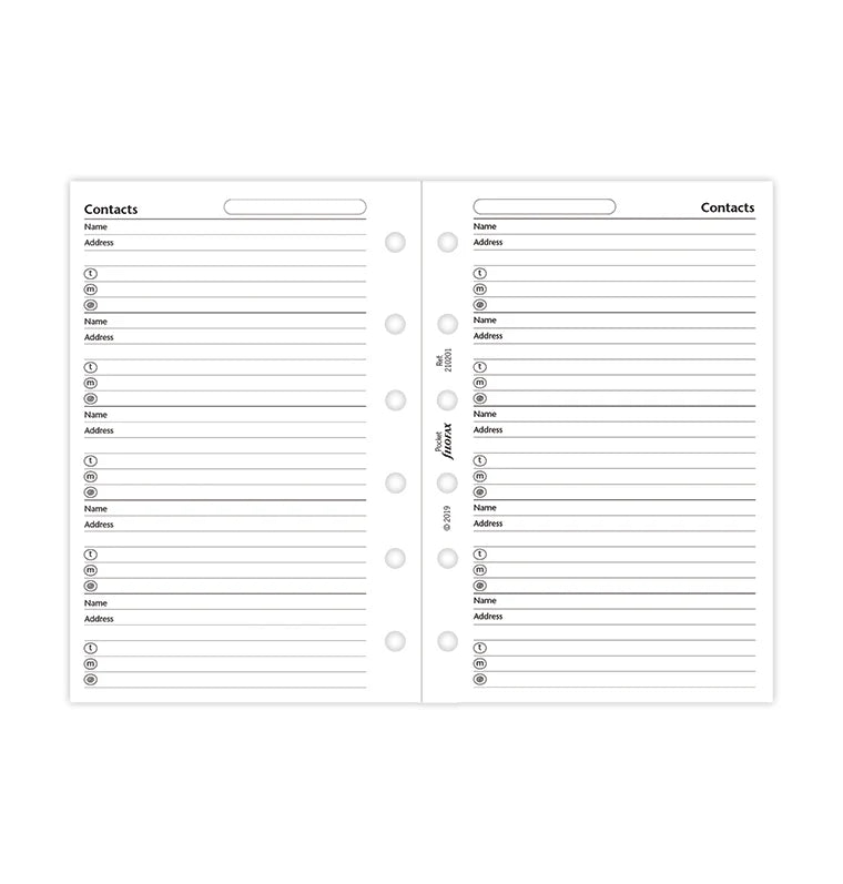 Feuilles de contacts FILOFAX - Blanc - Pocket - Pocket - 5015142600099