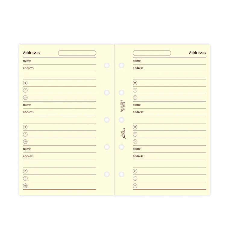 Feuilles de contacts FILOFAX - Cotton Cream - Mini - Mini - 5015142154813